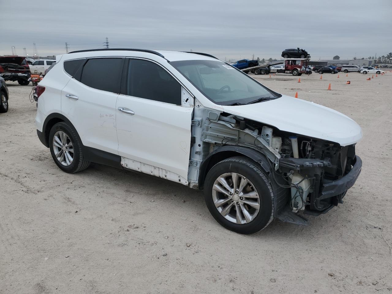 2017 Hyundai Santa Fe VIN 5XYZU4LA8HG467065 Copart auction photo, front end / side damage thumbnail 4