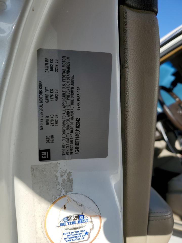 2009 Buick Lucerne VIN 1G4HD57149U102342 Copart auction photo, front end / minor dent/scratches damage thumbnail 12