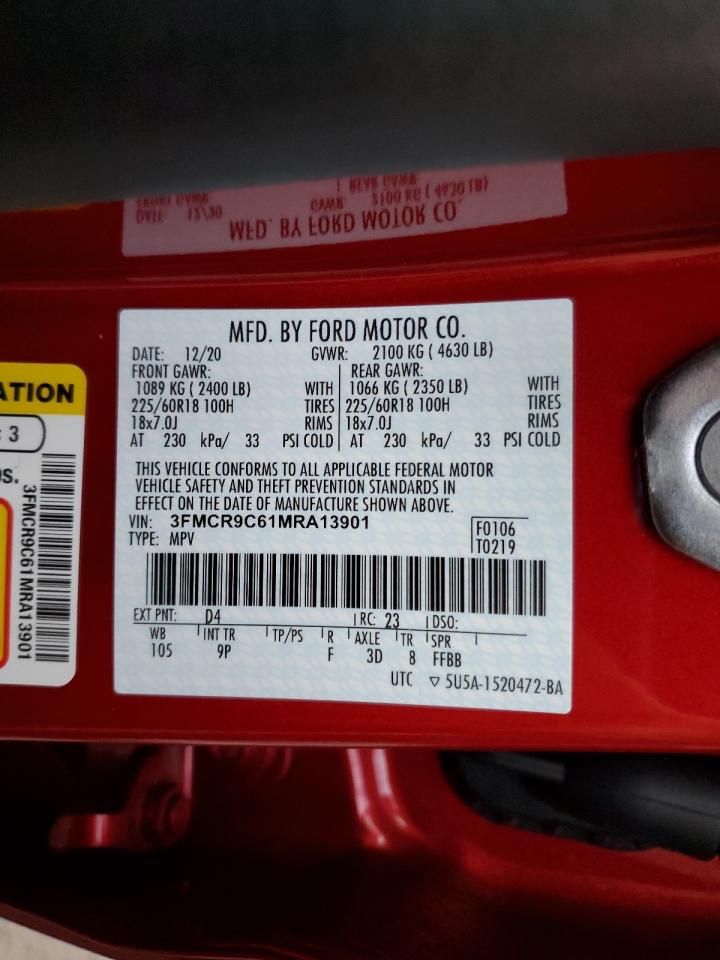 2021 Ford Bronco VIN 3FMCR9C61MRA13901 Copart auction photo, water/flood damage thumbnail 13