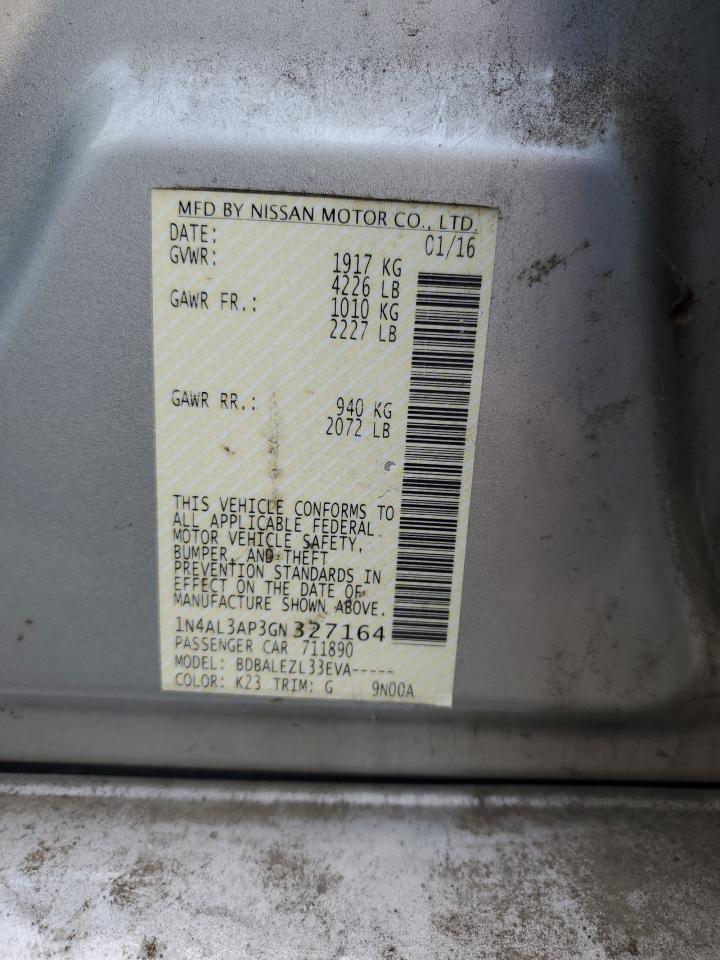 2016 Nissan Altima VIN 1N4AL3AP3GN327164 Copart auction photo, all over damage thumbnail 12
