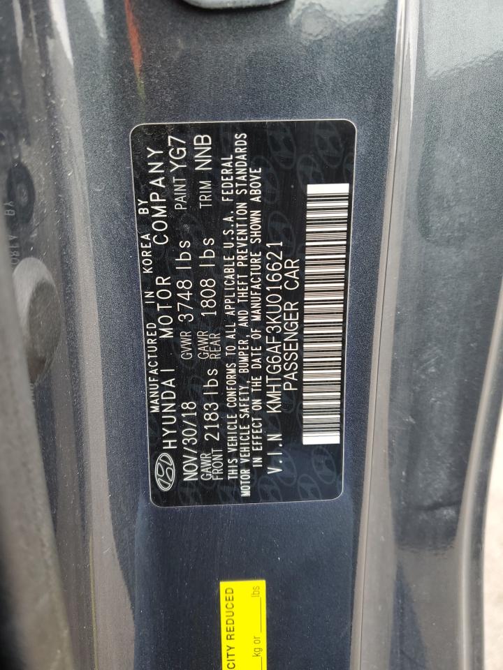 2019 Hyundai Veloster VIN KMHTG6AF3KU016621 Copart auction photo, undercarriage damage thumbnail 12