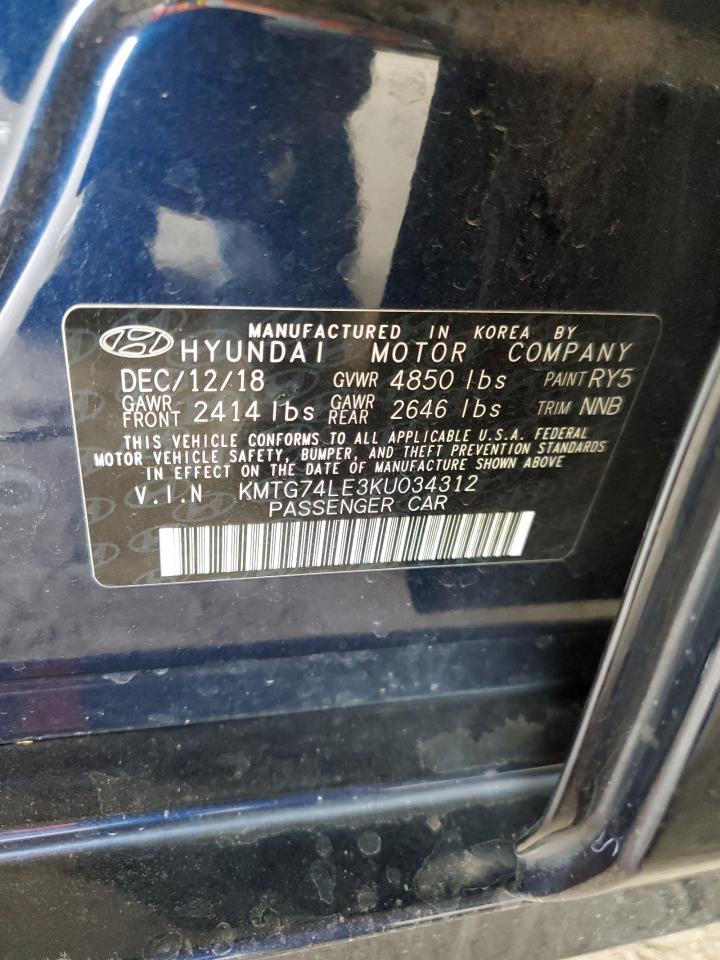 2019 Genesis G70 VIN KMTG74LE3KU034312 Copart auction photo, frame damage / side damage thumbnail 12