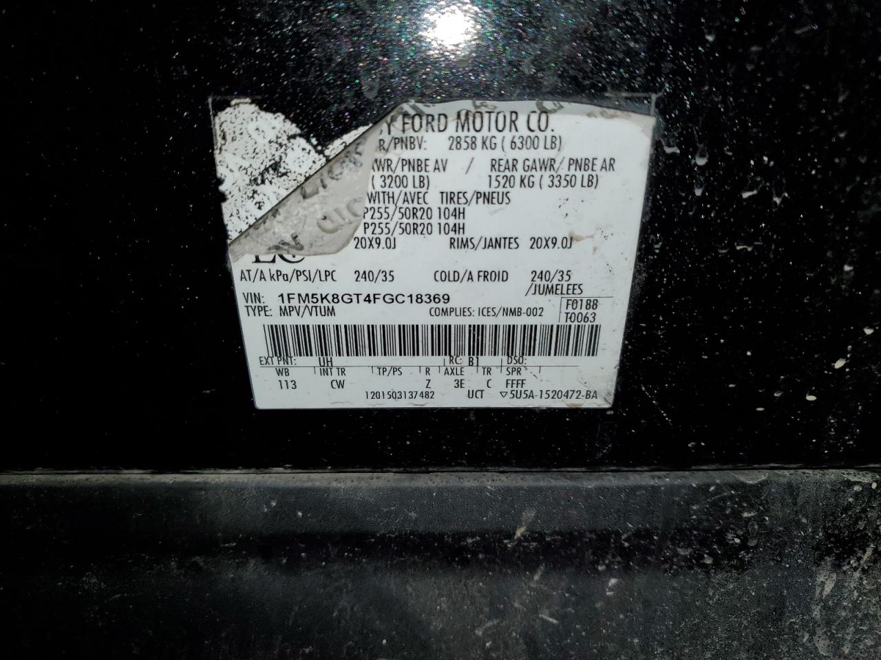 2015 Ford Explorer VIN 1FM5K8GT4FGC18369 Copart auction photo, front end damage thumbnail 15