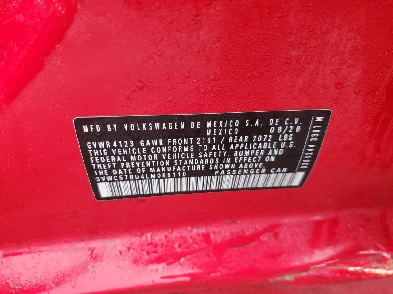2020 Volkswagen Jetta VIN 3VWC57BU4LM085110 Copart auction photo, all over damage thumbnail 15