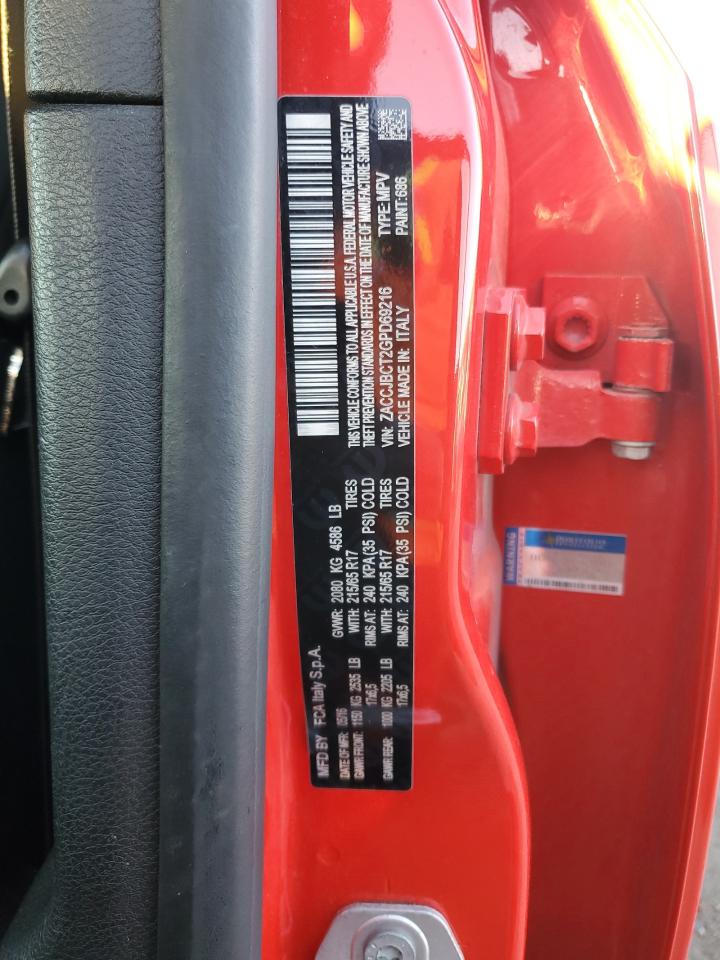 2016 Jeep Renegade VIN ZACCJBCT2GPD69216 Copart auction photo, front end damage thumbnail 14