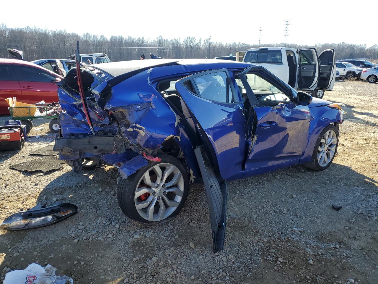 2013 Hyundai Veloster VIN KMHTC6AD1DU123518 Copart auction photo, all over damage thumbnail 3