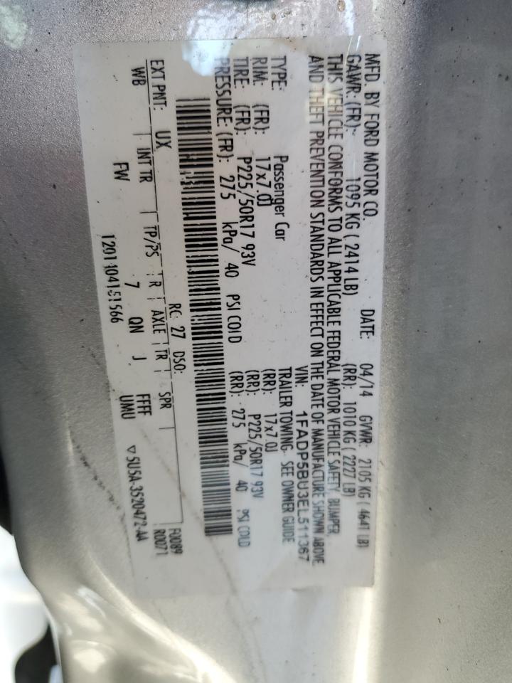 2014 Ford C-MAX VIN 1FADP5BU3EL511367 Copart auction photo, front end / rear end damage thumbnail 14