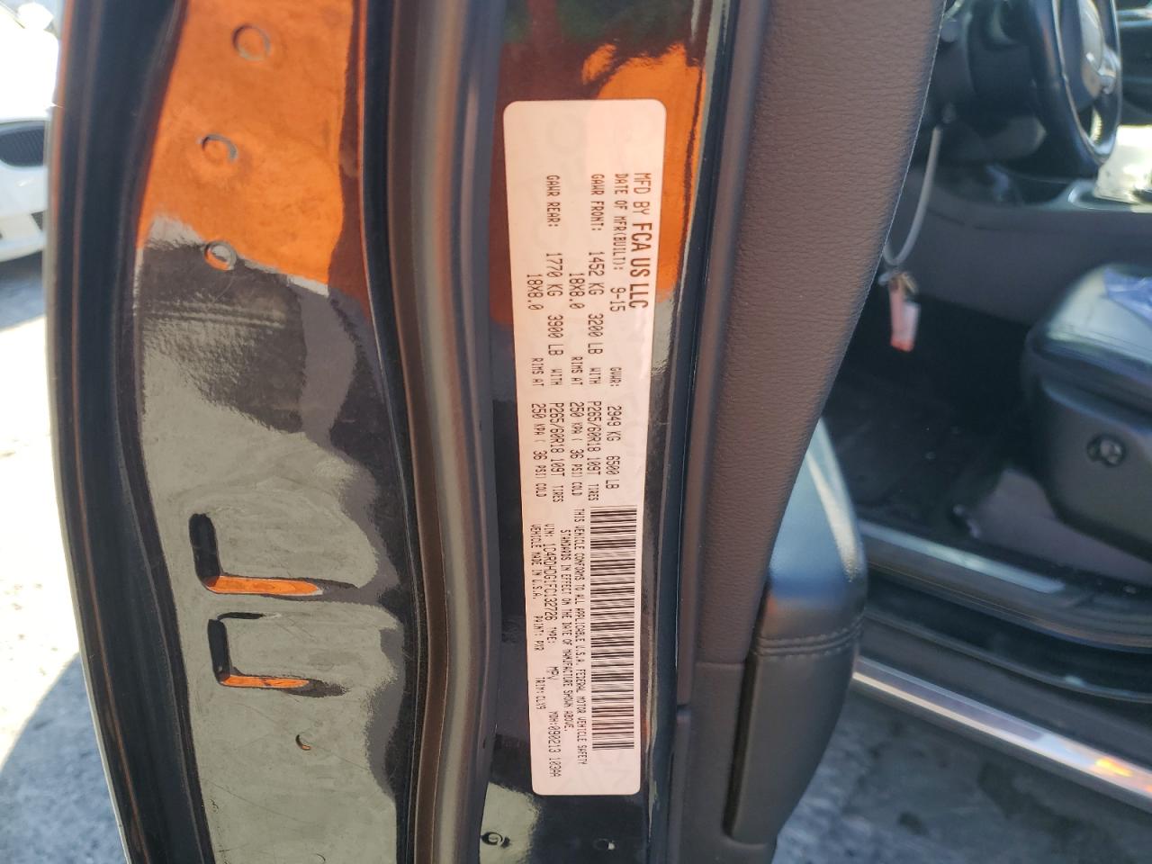 2015 Dodge Durango VIN 1C4RDHDG1FC132726 Copart auction photo, water/flood / front end damage thumbnail 13