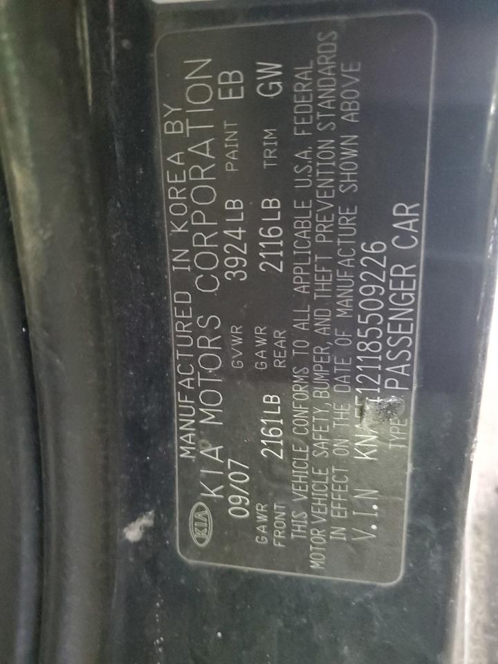 2008 KIA Spectra VIN KNAFE121185509226 Copart auction photo, rear end damage thumbnail 12