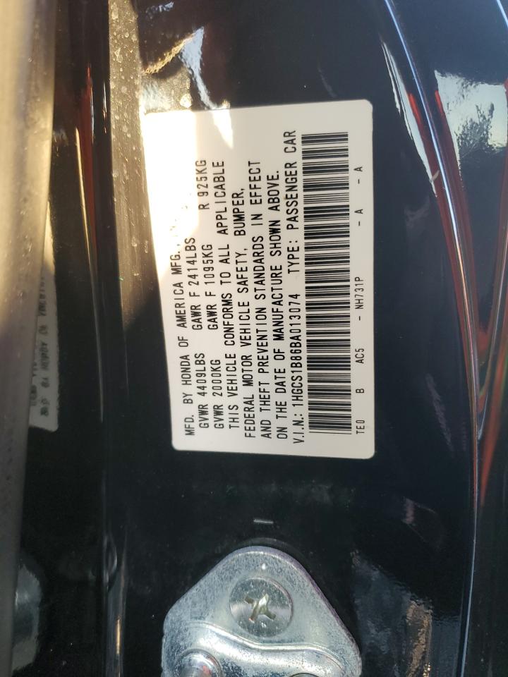 2011 Honda Accord VIN 1HGCS1B86BA013074 Copart auction photo, front end damage thumbnail 12