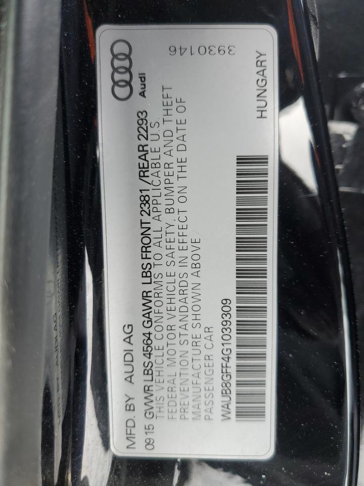 2016 Audi A3 VIN WAUB8GFF4G1039309 Copart auction photo, front end / minor dent/scratches damage thumbnail 12