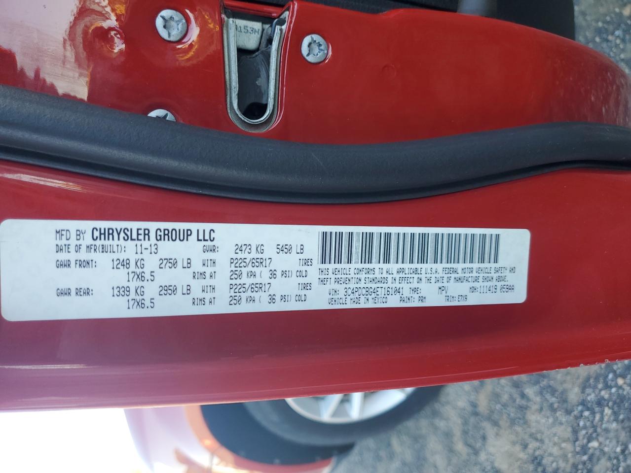 2014 Dodge Journey VIN 3C4PDCBG4ET161041 Copart auction photo, front end damage thumbnail 13