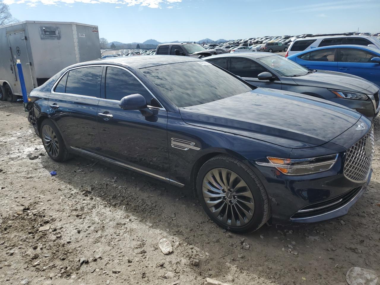 2020 Genesis G90 VIN KMTF34PA2LU075787 Copart auction photo, rear end damage thumbnail 4
