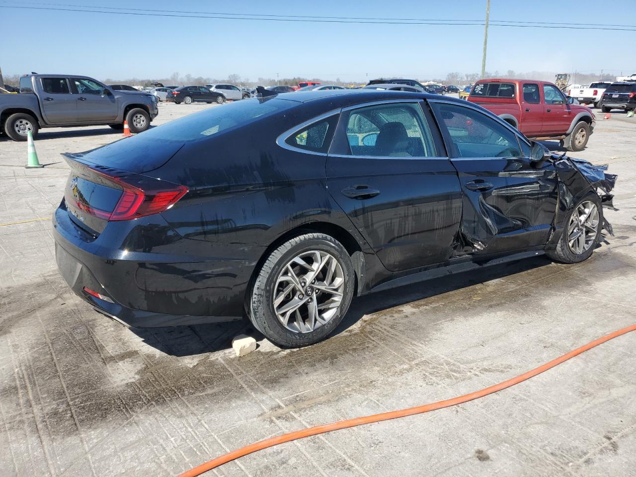 2021 Hyundai Sonata VIN KMHL64JA4MA143927 Copart auction photo, side / front end damage thumbnail 3