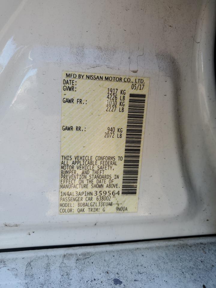 2017 Nissan Altima VIN 1N4AL3AP1HN359564 Copart auction photo, all over damage thumbnail 13