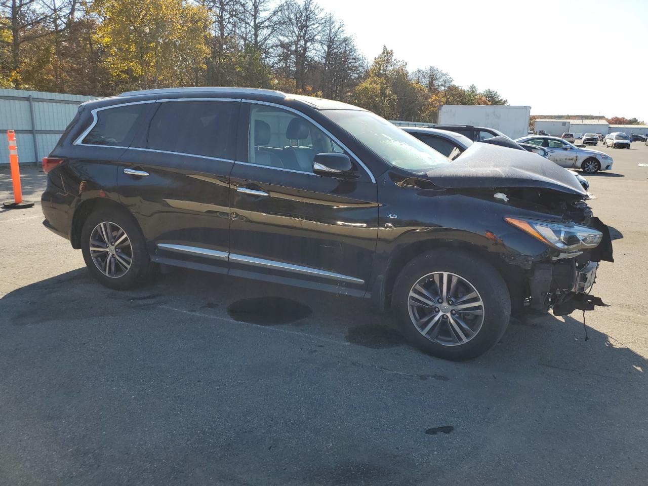 2018 Infiniti QX60 VIN 5N1DL0MM3JC516404 Copart auction photo, front end / side damage thumbnail 4