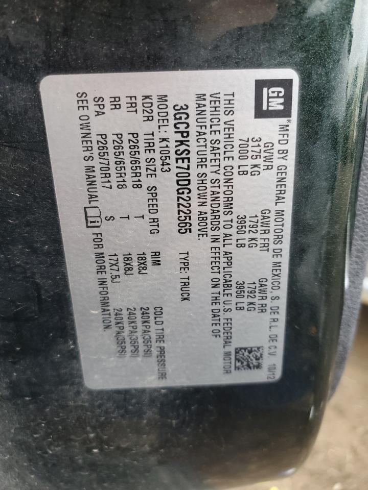 2013 Chevrolet Silverado VIN 3GCPKSE70DG222565 Copart auction photo, all over damage thumbnail 14