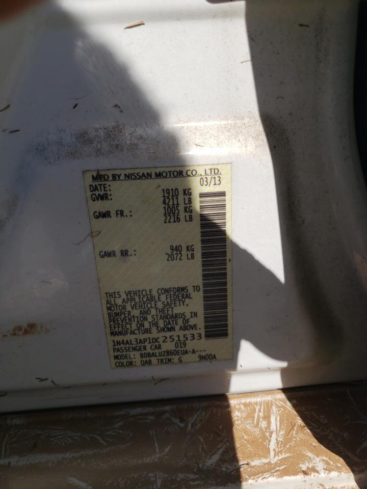 2013 Nissan Altima VIN 1N4AL3AP1DC251533 Copart auction photo, water/flood damage thumbnail 12