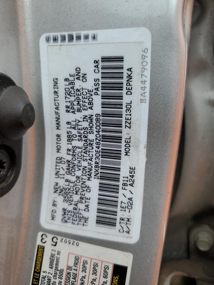 2008 Toyota Corolla VIN 1NXBR30E48Z040089 Copart auction photo, front end / side damage thumbnail 15