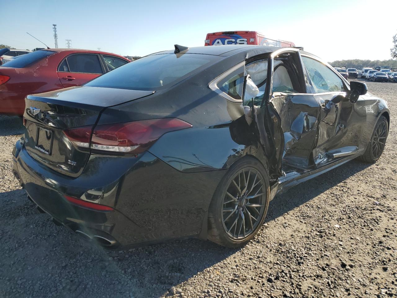 2019 Genesis G80 VIN KMHGN4JB3KU300405 Copart auction photo, side / undercarriage damage thumbnail 3