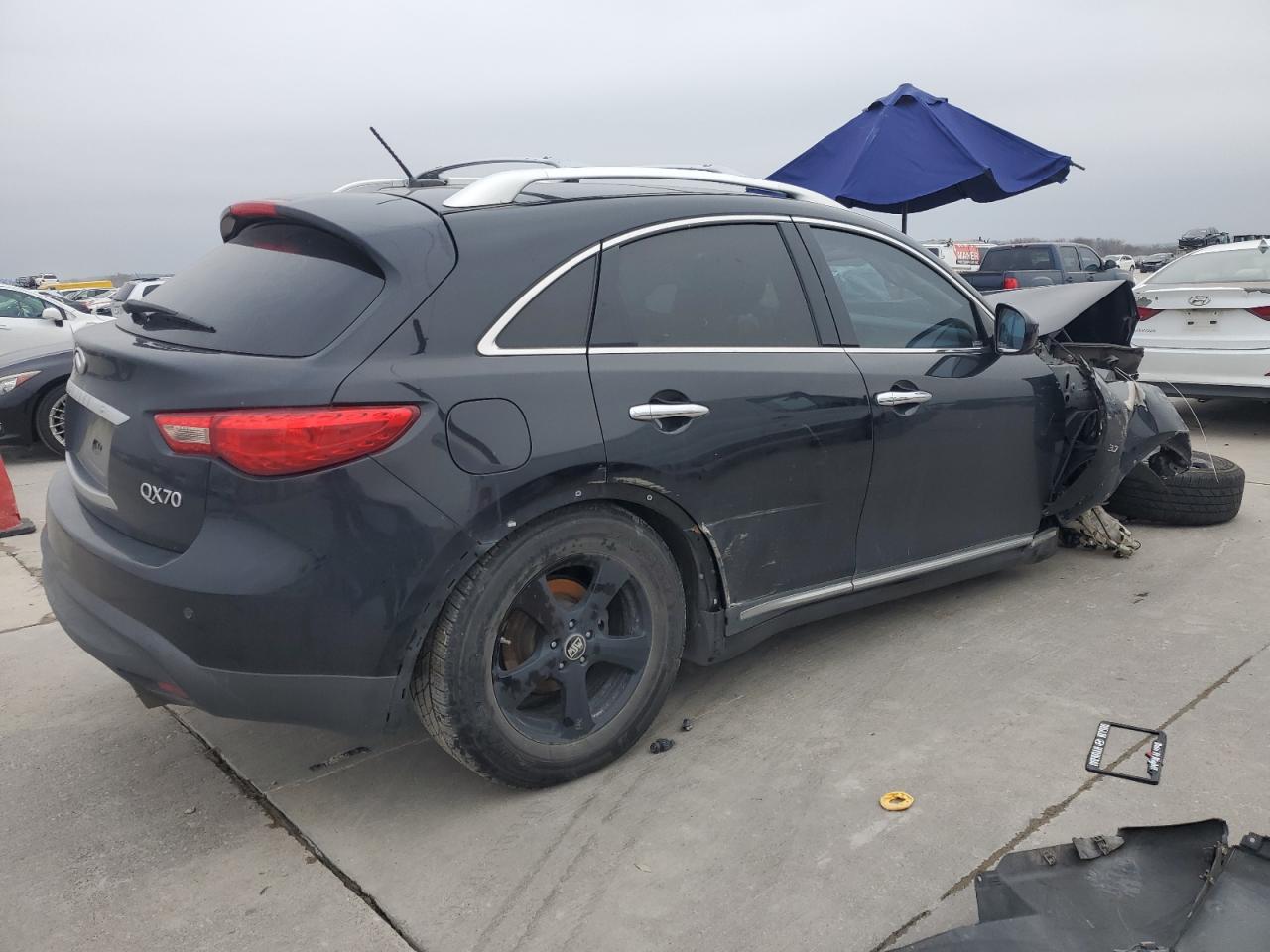 2014 Infiniti QX70 VIN JN8CS1MW2EM412565 Copart auction photo, front end damage thumbnail 3