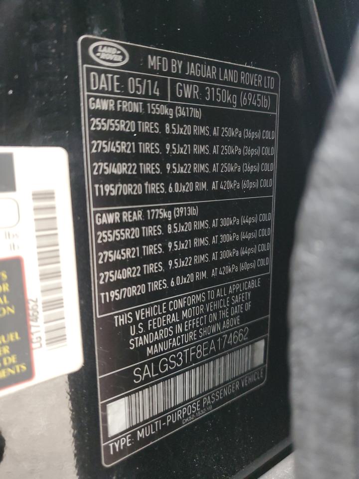 2014 Land Rover Range Rover VIN SALGS3TF8EA174662 Copart auction photo, minor dent/scratches damage thumbnail 13