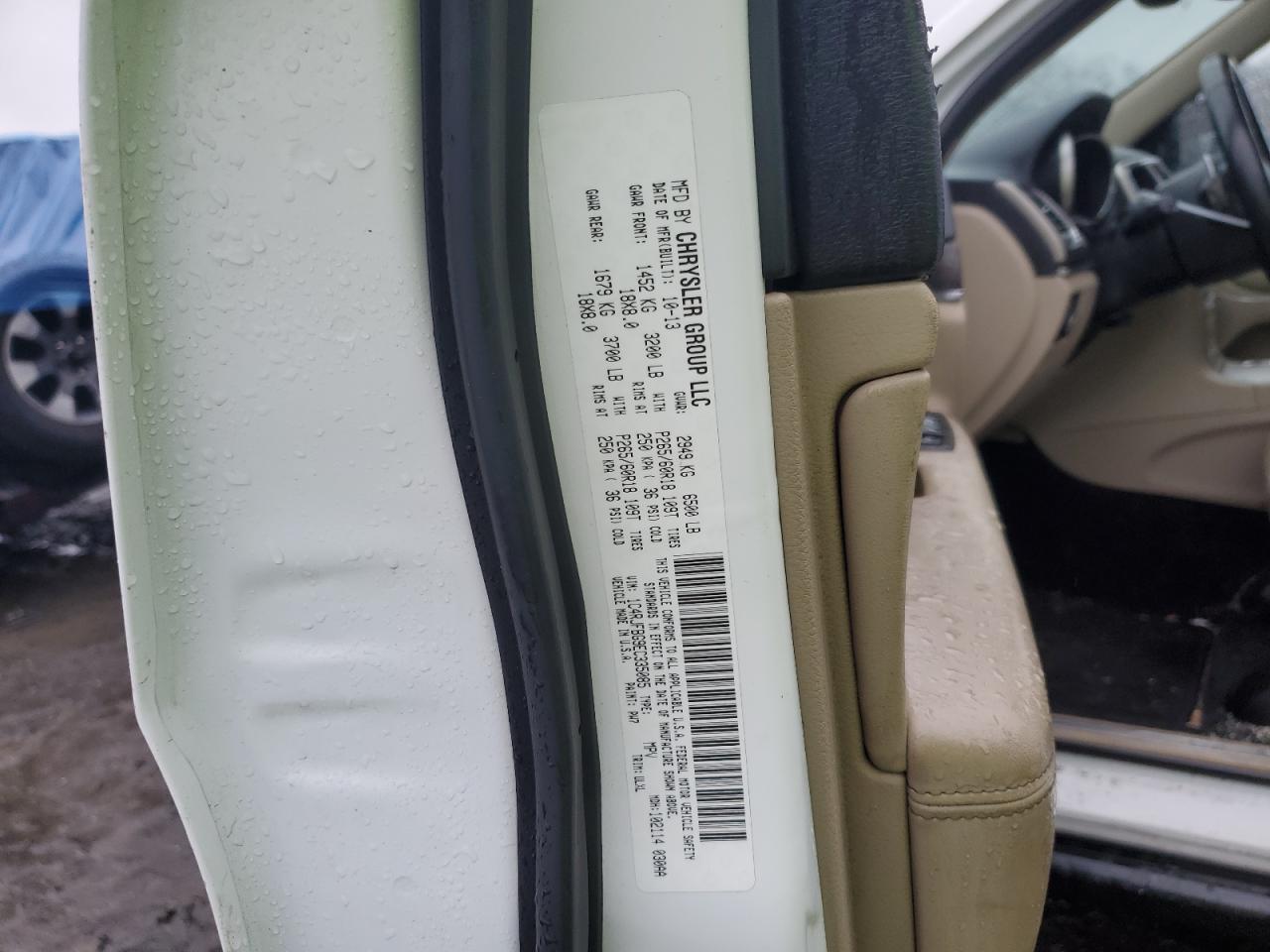 2014 Jeep Grand Cherokee VIN 1C4RJFBG9EC335085 Copart auction photo, side / front end damage thumbnail 13