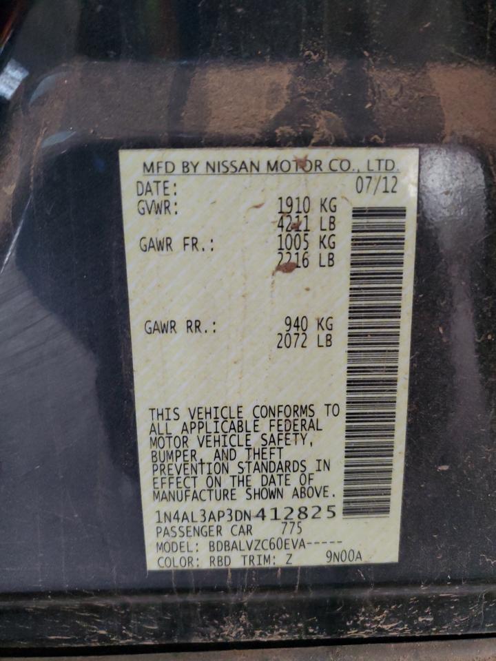2013 Nissan Altima VIN 1N4AL3AP3DN412825 Copart auction photo, front end / rear end damage thumbnail 15