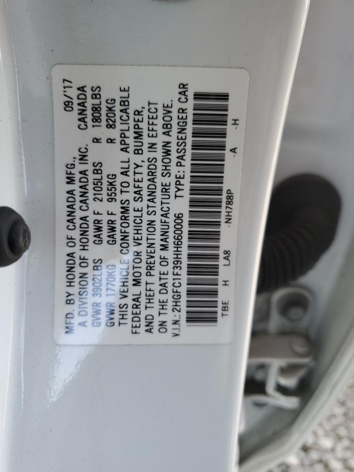 2017 Honda Civic VIN 2HGFC1F39HH660006 Copart auction photo, rear end damage thumbnail 15