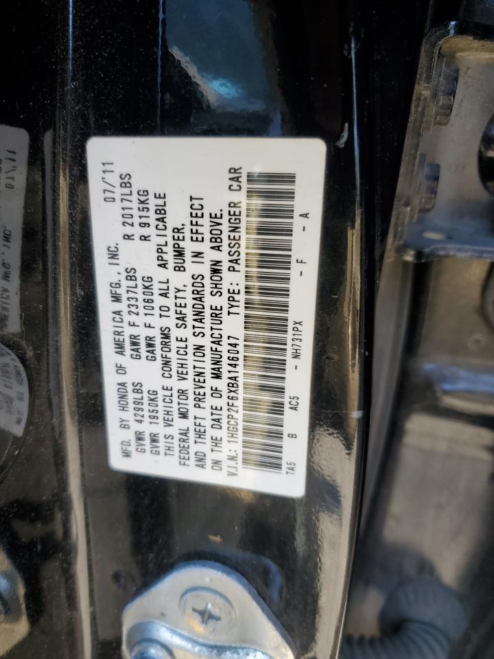 2011 Honda Accord VIN 1HGCP2F6XBA146047 Copart auction photo, front end damage thumbnail 12