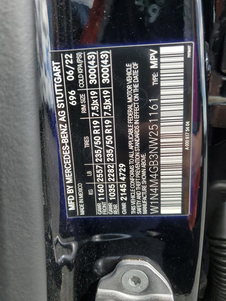 2022 Mercedes-Benz GLB VIN W1N4M4GB3NW251161 Copart auction photo, front end / minor dent/scratches damage thumbnail 15