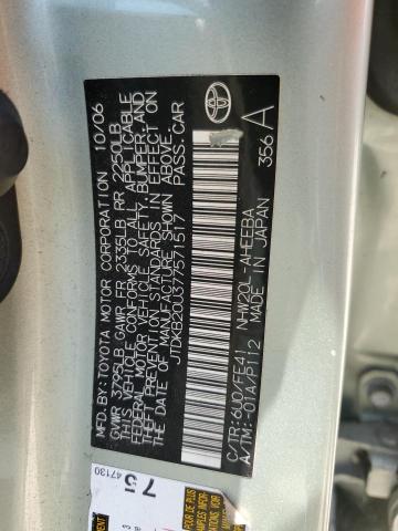 2007 Toyota Prius VIN JTDKB20U377571517 Copart auction photo, front end damage thumbnail 12