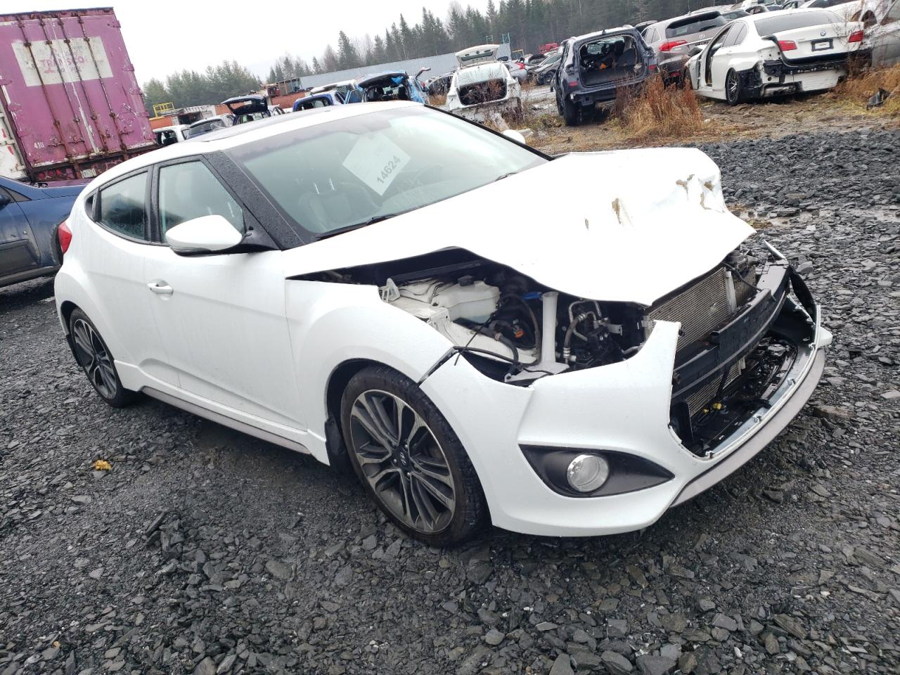 2016 Hyundai Veloster VIN KMHTC6AE6GU271645 Copart auction photo, front end / side damage thumbnail 4