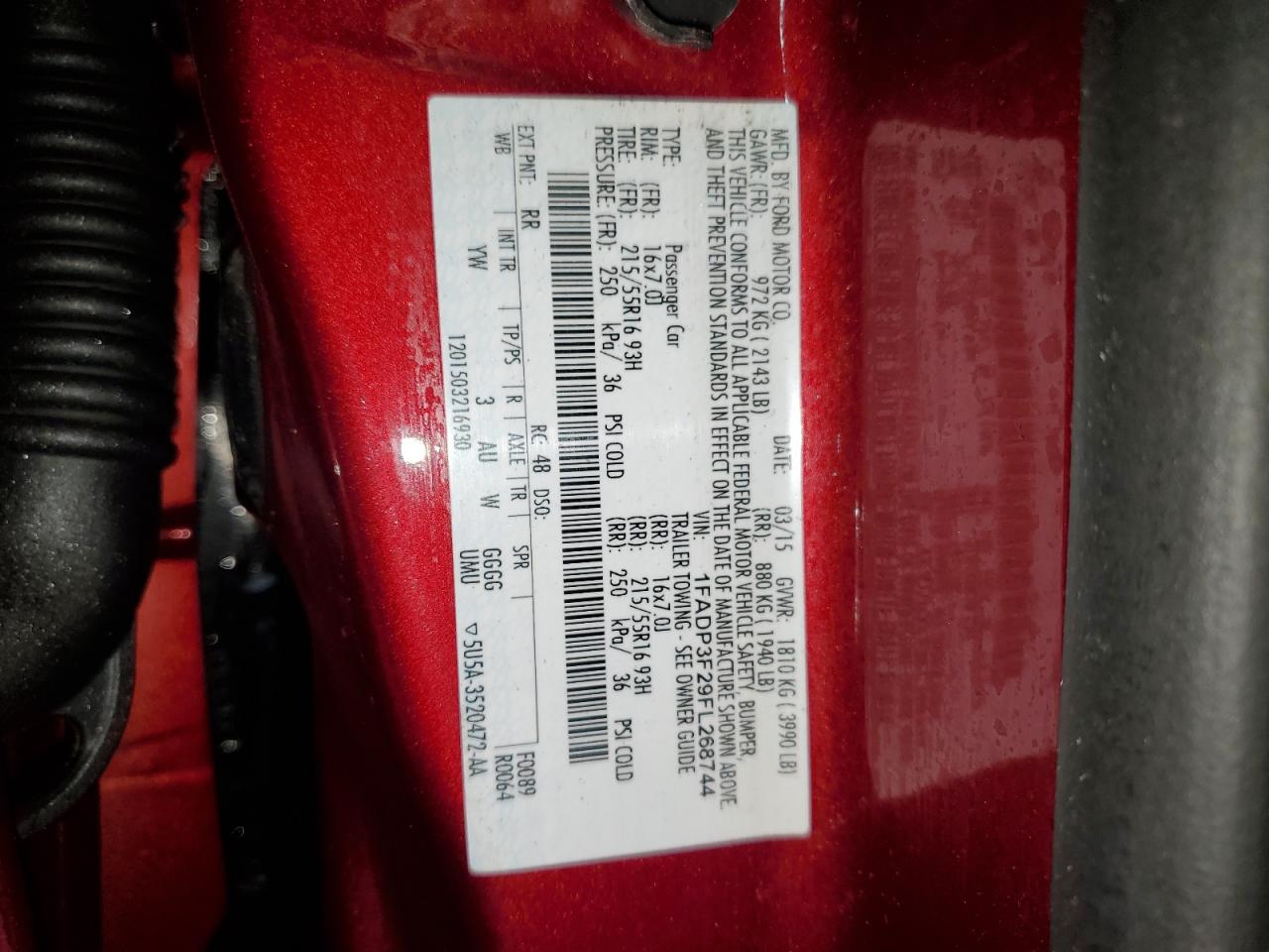 2015 Ford Focus VIN 1FADP3F29FL268744 Copart auction photo, rear end / minor dent/scratches damage thumbnail 12