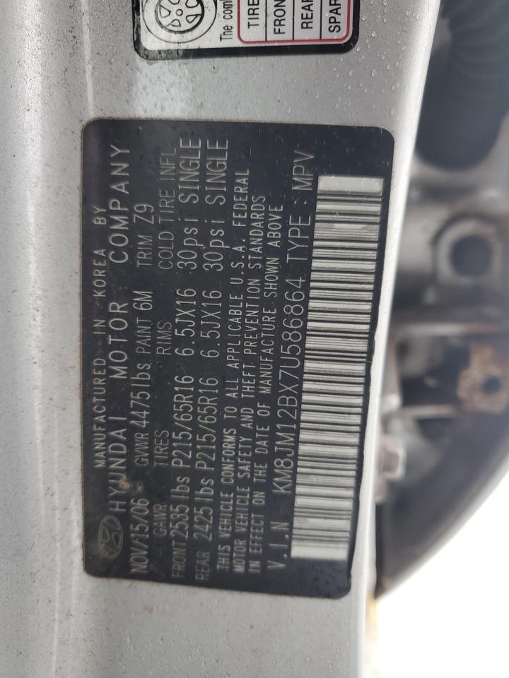 2007 Hyundai Tucson VIN KM8JM12BX7U586864 Copart auction photo, rear end / minor dent/scratches damage thumbnail 16