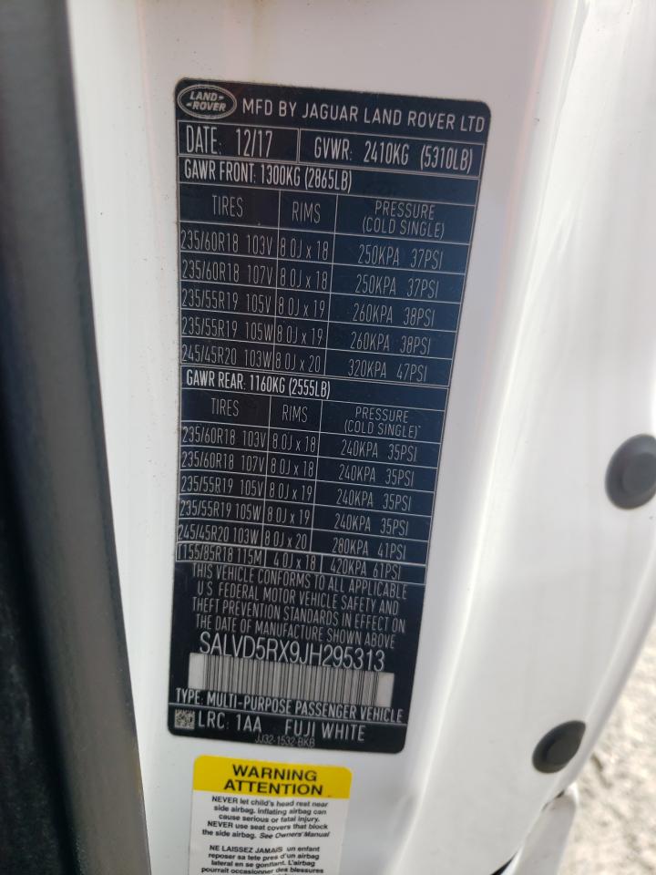 2018 Land Rover Range Rover VIN SALVD5RX9JH295313 Copart auction photo, side / rear end damage thumbnail 14