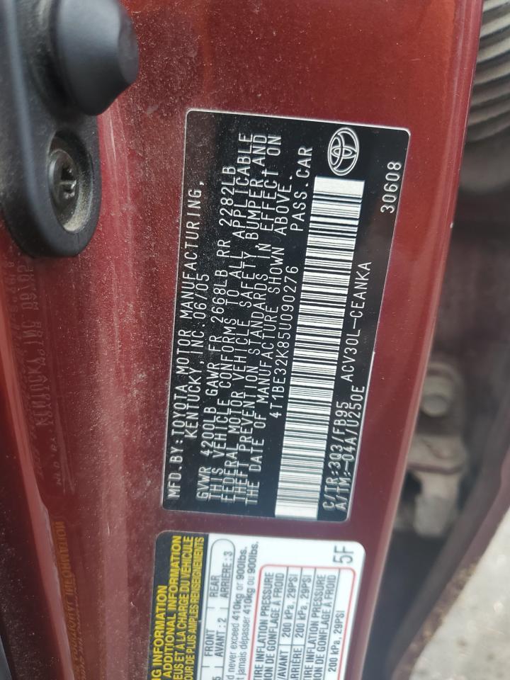 2005 Toyota Camry VIN 4T1BE32K85U090276 Copart auction photo, frame damage damage thumbnail 15