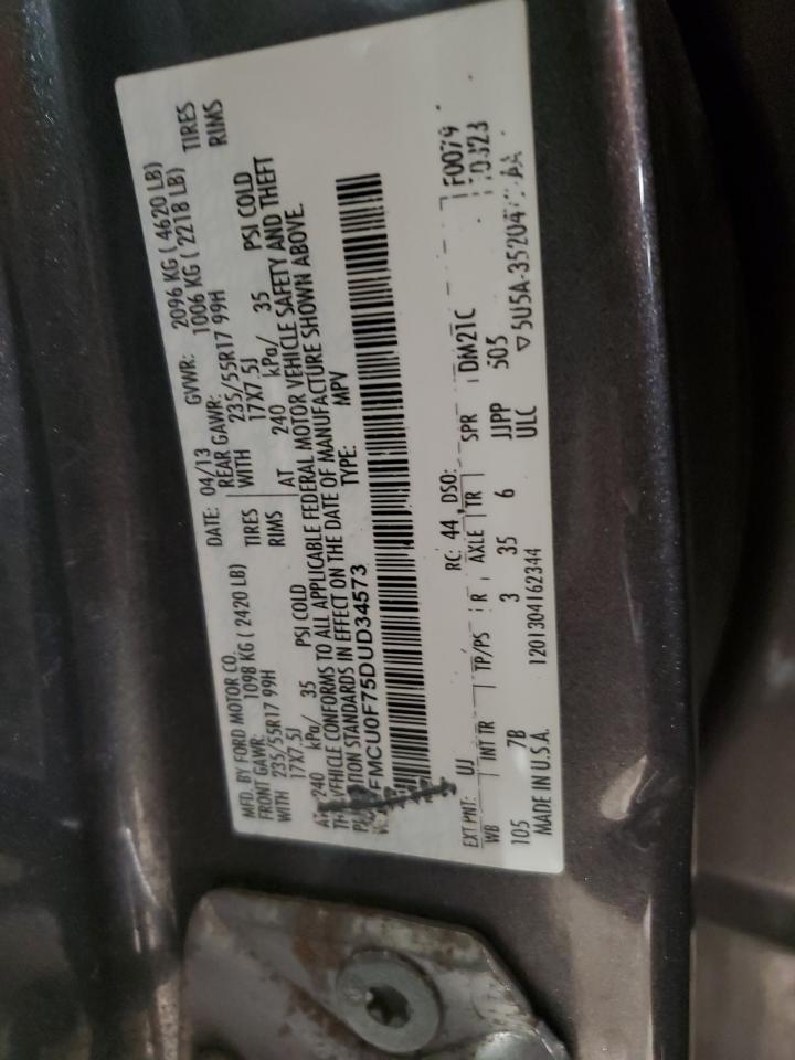 2013 Ford Escape VIN 1FMCU0F75DUD34573 Copart auction photo, front end damage thumbnail 15