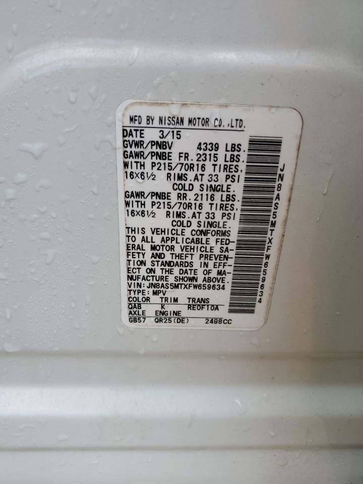 2015 Nissan Rogue VIN JN8AS5MTXFW659634 Copart auction photo, front end damage thumbnail 13