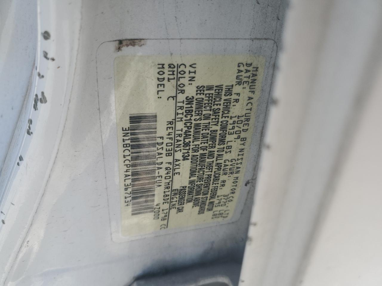 2010 Nissan Versa VIN 3N1BC1CP4AL367134 Copart auction photo, rear end damage thumbnail 15