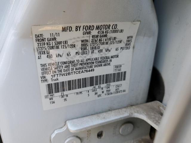 2012 Ford F250 VIN 1FT7W2BT7CEA76449 Copart auction photo, front end damage thumbnail 13