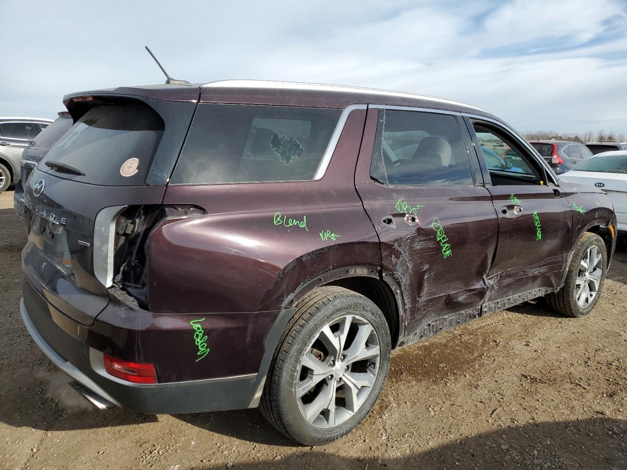 2020 Hyundai Palisade VIN KM8R4DHE7LU082160 Copart auction photo, all over damage thumbnail 3