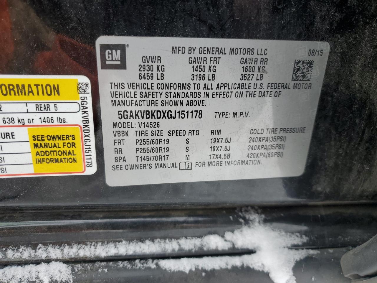 2016 Buick Enclave VIN 5GAKVBKDXGJ151178 Copart auction photo, front end damage thumbnail 13
