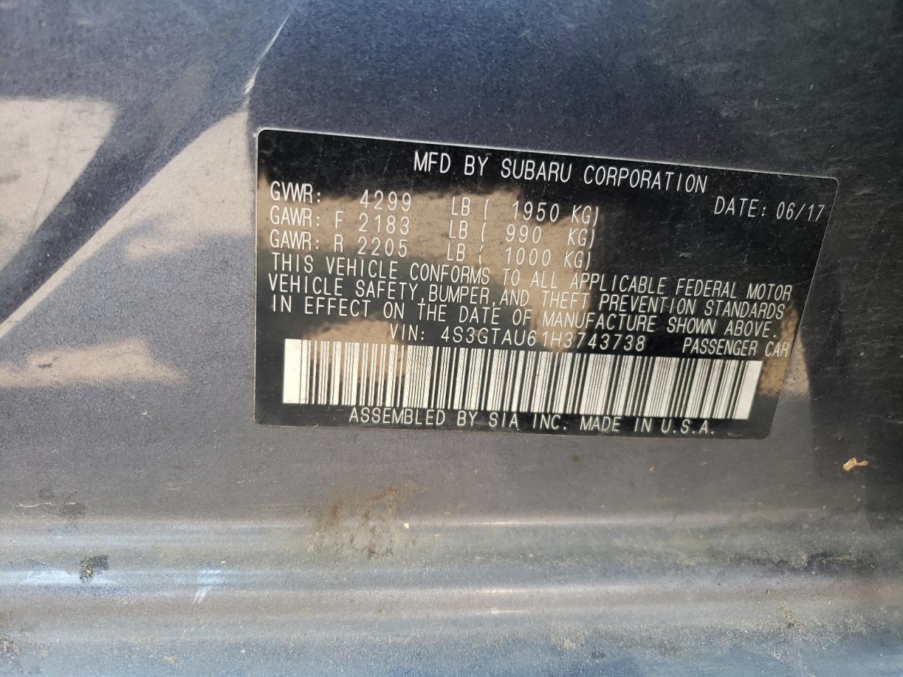 2017 Subaru Impreza VIN 4S3GTAU61H3743738 Copart auction photo, front end damage thumbnail 12