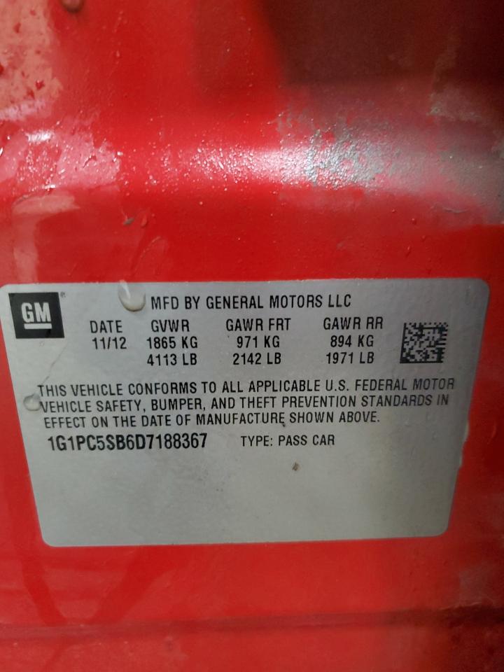 2013 Chevrolet Cruze VIN 1G1PC5SB6D7188367 Copart auction photo, rear end / side damage thumbnail 12