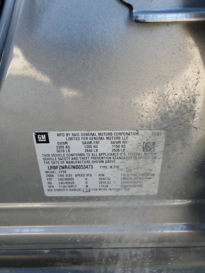2022 Buick Envision VIN LRBFZNR47ND053473 Copart auction photo, front end / hail damage thumbnail 13