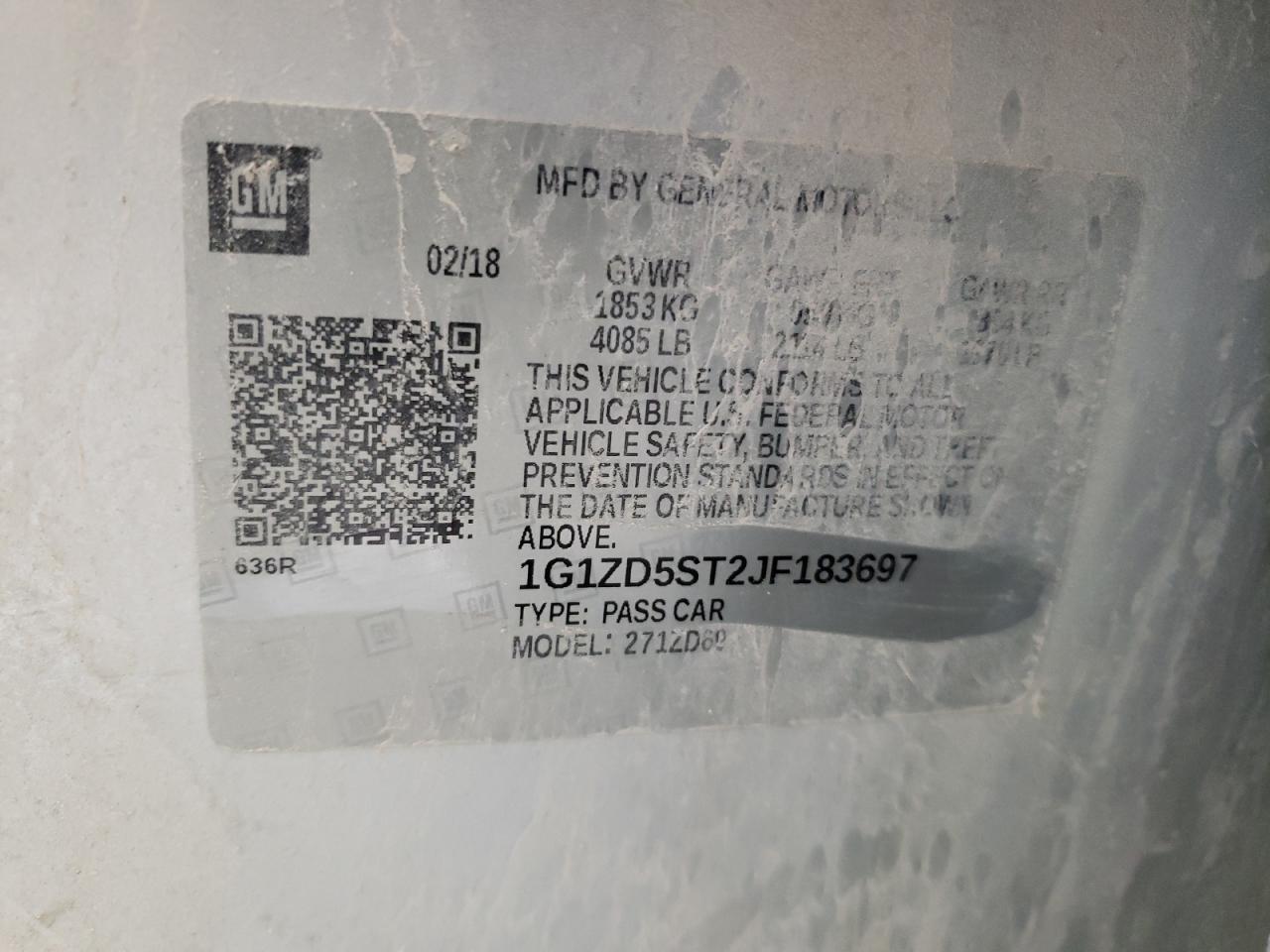 2018 Chevrolet Malibu VIN 1G1ZD5ST2JF183697 Copart auction photo, front end / side damage thumbnail 12