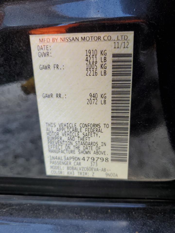 2013 Nissan Altima VIN 1N4AL3AP9DN479798 Copart auction photo, rear end / front end damage thumbnail 12