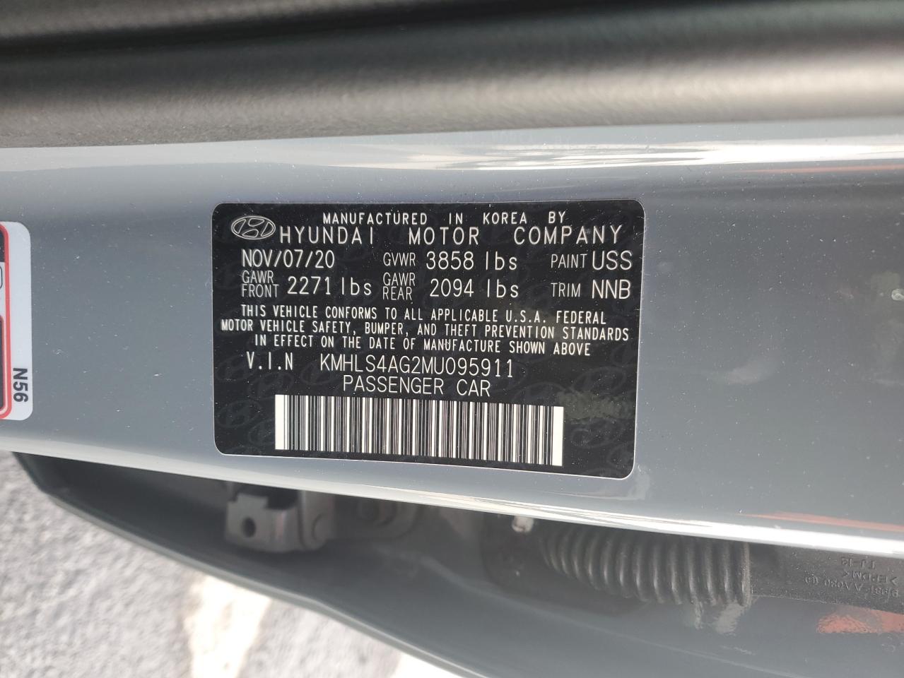 2021 Hyundai Elantra VIN KMHLS4AG2MU095911 Copart auction photo, front end / mechanical damage thumbnail 13