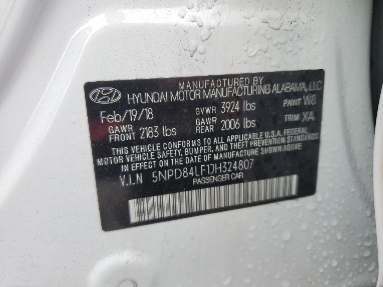 2018 Hyundai Elantra VIN 5NPD84LF1JH324807 Copart auction photo, front end / mechanical damage thumbnail 13